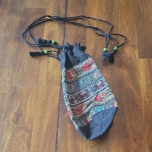 Bohemian Style Black and Multicolor Crossbody Bag Made in India